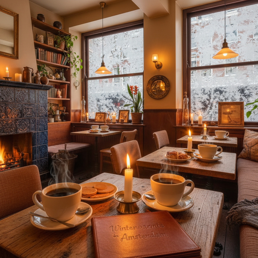 Cozy Dutch café in winter