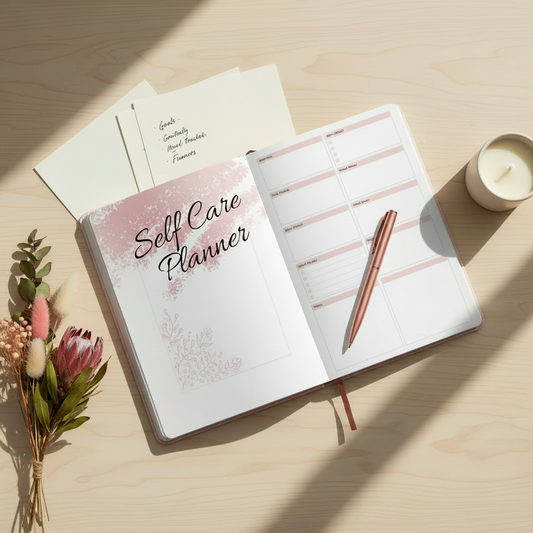 Self Care Planner desk scene square
